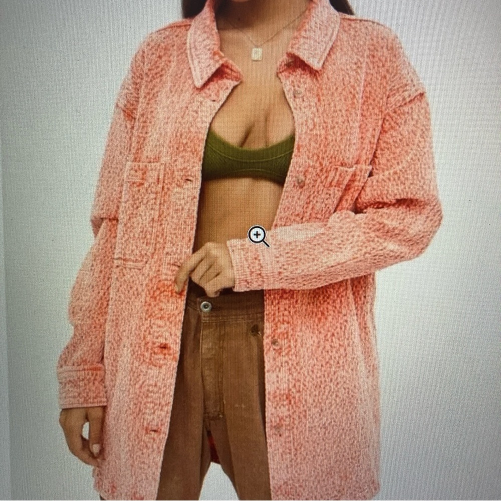 BDG Outfitters Serena Womens Corduroy Faded Shirt Jacket in Coral S-P - Picture 1 of 16